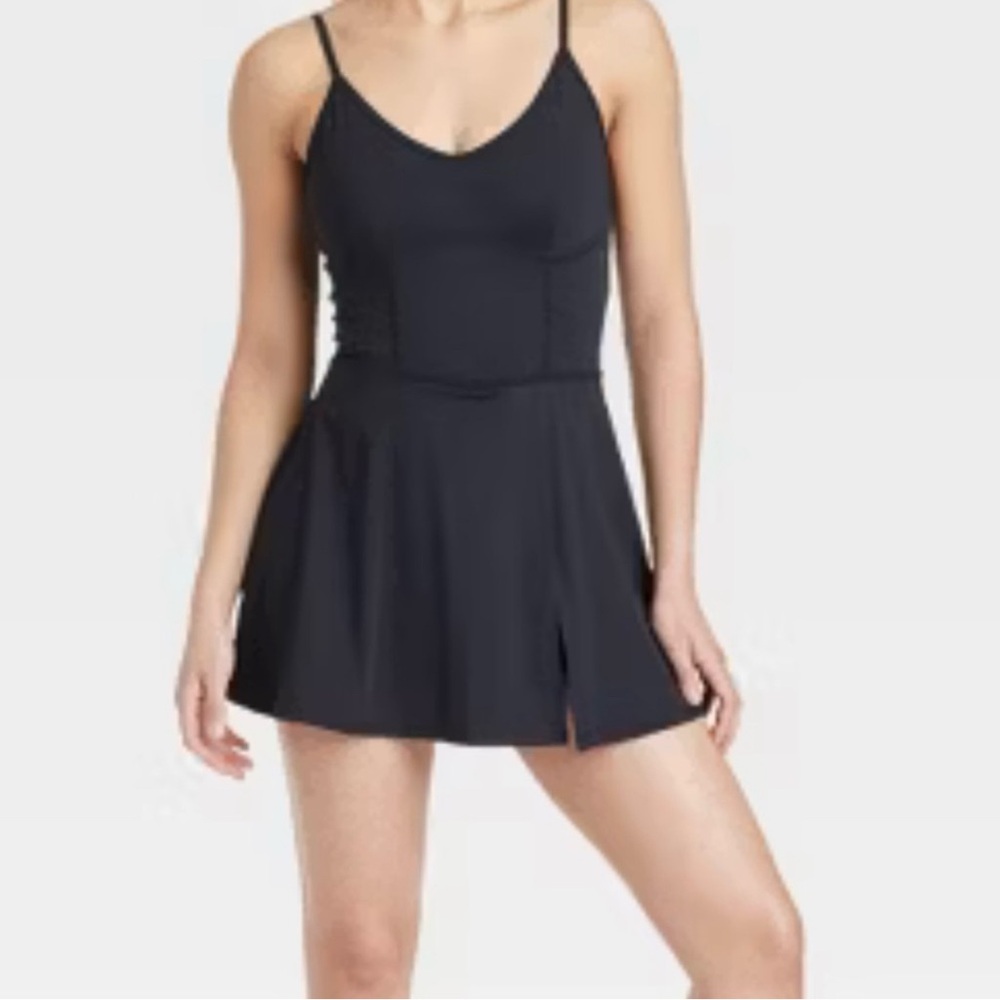 JoyLab Black Adjustable Staps Athletic Dress with Built in Shorts